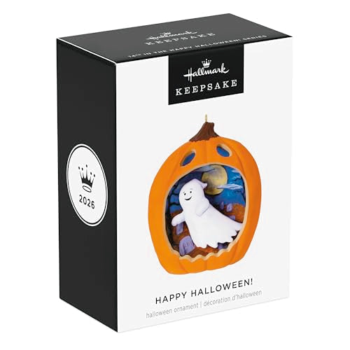 Hallmark Keepsake Halloween Ornament 2026 - Happy Halloween Ghost & Jack-o'-Lantern Diorama