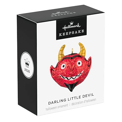Darling Little Devil Halloween Ornament - Red Glitter, Gold Horns, Miniature Christmas Tree Decor - Variation 2026