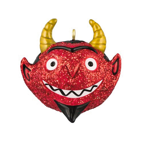 Darling Little Devil Halloween Ornament - Red Glitter, Gold Horns, Miniature Christmas Tree Decor - Variation 2026