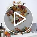 Orange Fall Wreath with Lights for Front Door - Autumn Decor, Berries & Pine Cones