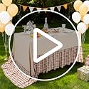 Brown Ruffle Tablecloth - 80 x 120 Inch Waterproof Polyester Rectangular Cover for Holidays & Events