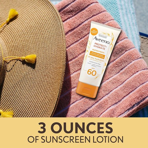 Aveeno Protect + Hydrate Sunscreen Lotion - Broad Spectrum SPF 60, Weightless & Refreshing, 3.0 fl. oz