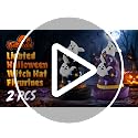 Halloween Resin Witch Hat Decor Set with Color-Changing LED Lights - 2 Pieces