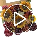 Fall Sunflower Artificial Flowers Set Burgundy Roses Bouquets for Wedding & Home Decor - Fall Fake Flowers