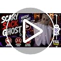 Halloween Animatronic Sack Ghost Decoration - Swinging Arms, Light Up Eyes - White - 35" - Sound Activated, Creepy Haunted House Decor