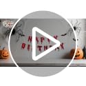 Halloween Birthday Banner with Glitter and Bats - 118 Inch Spooky Decor