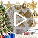 Gold 76-Piece Christmas Tree Decorations Set Holiday Ornaments & Poinsettia Flowers