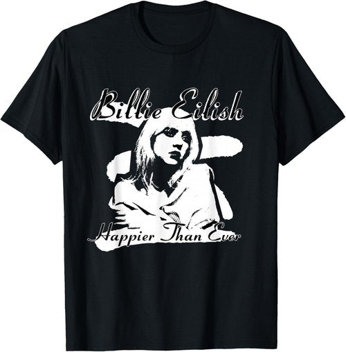 Billie Eilish Black T-Shirt - Happier Than Ever Design | Stylish & Comfortable Fit
