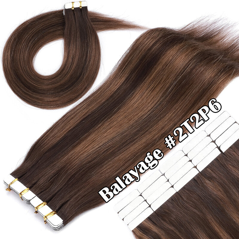 100G Tape-In Remy Hair Extensions Full Head - Russian Human Hair Thick Skin Weft