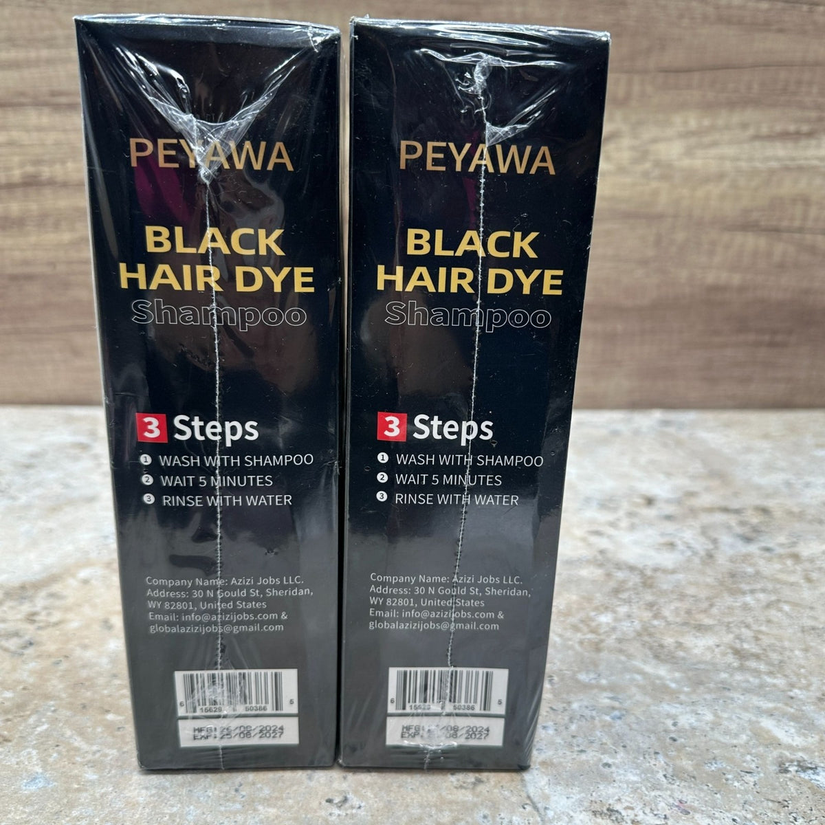 Black Hair Dye Shampoo 3 in 1 Hair Color & Gray Coverage Set - 2 Pack