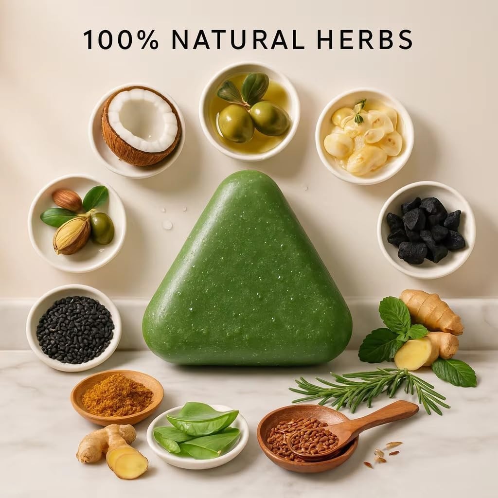 Herbal Green Shampoo Bar for Oil Control & Dandruff - 100g