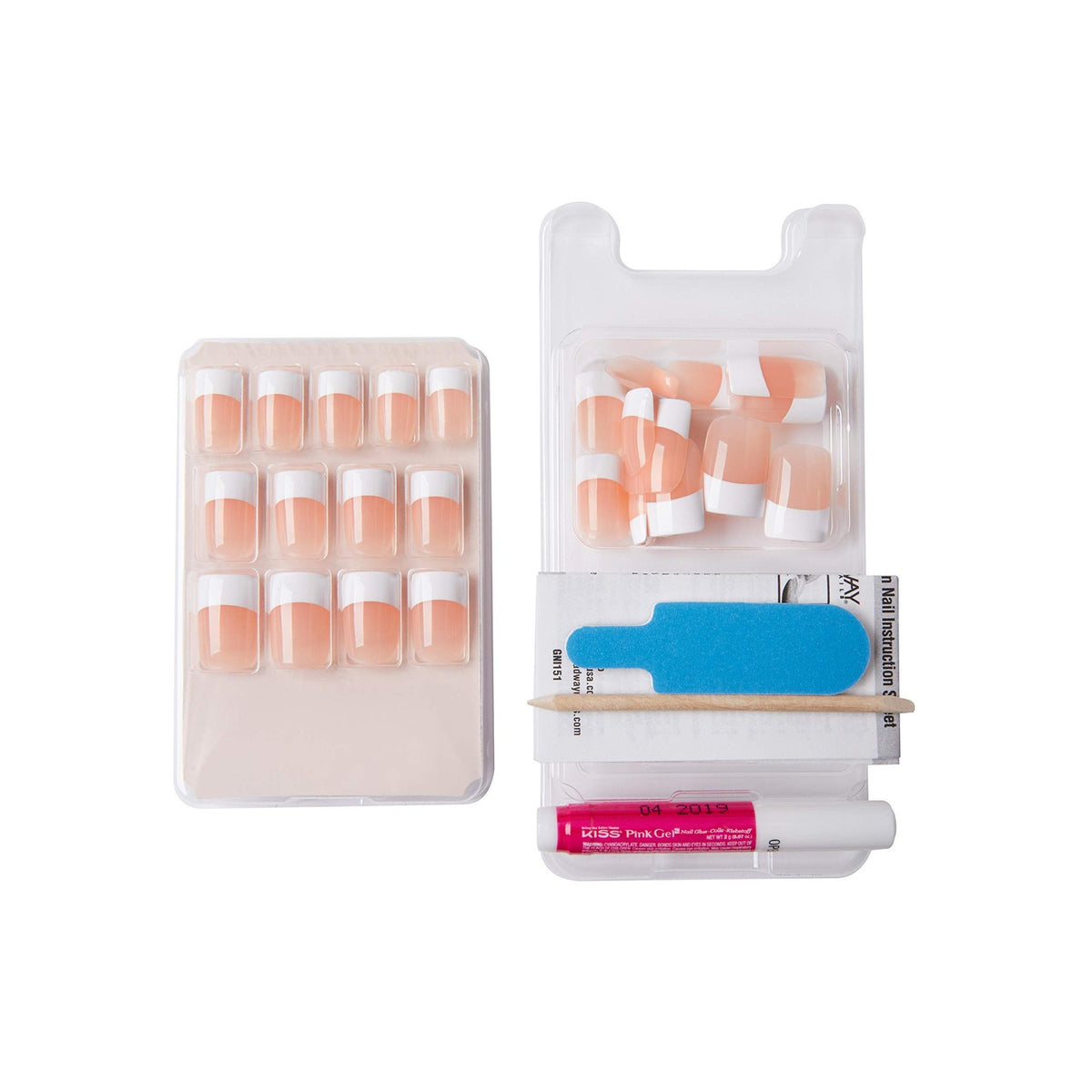 French Nail Kit - Sugar Rush Medium Acrylic Nails 2 Pack for Salon+At-Home Use