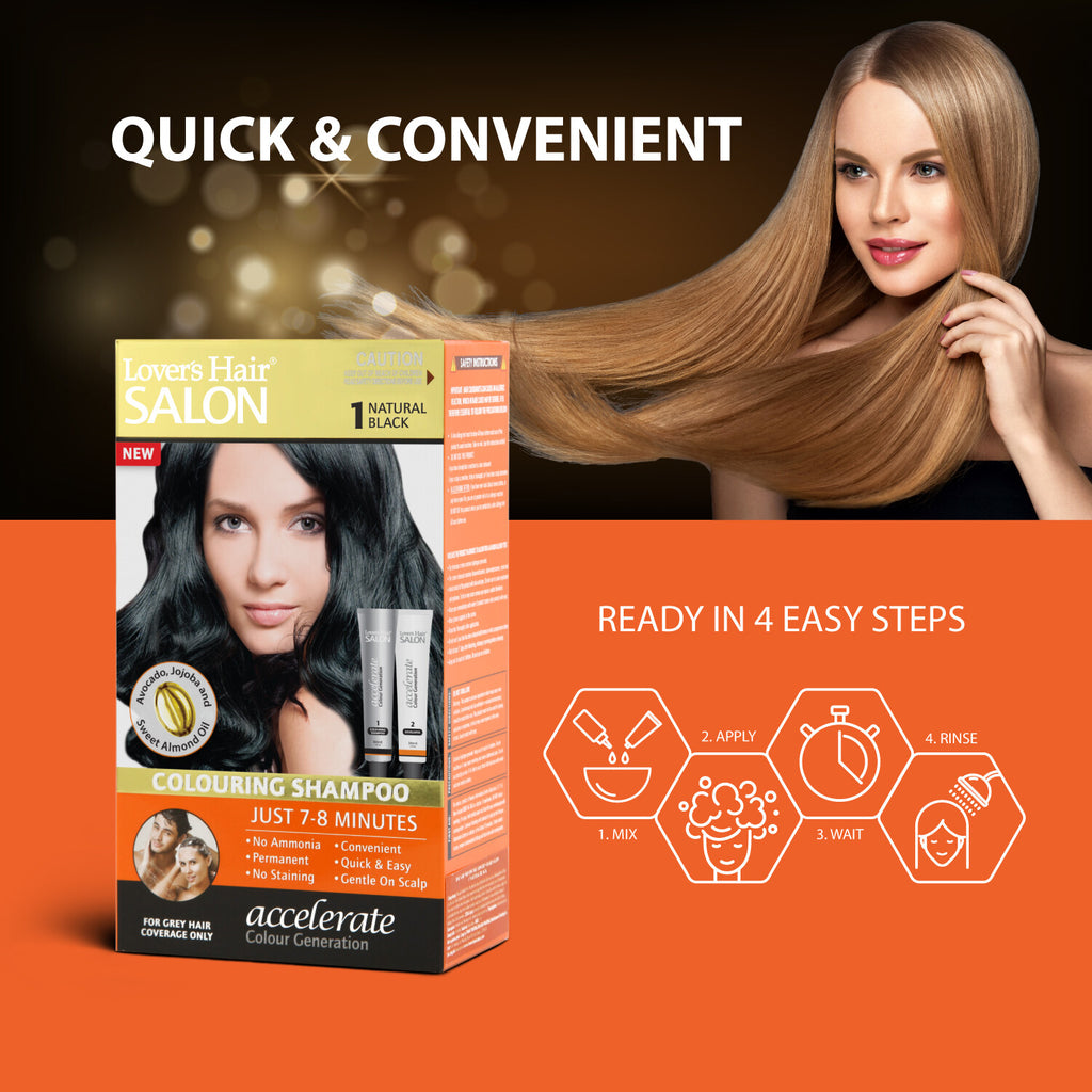 Hair Coloring Shampoo Natural Black, Brown & Mahogany - Organic Henna & Herbal Extracts