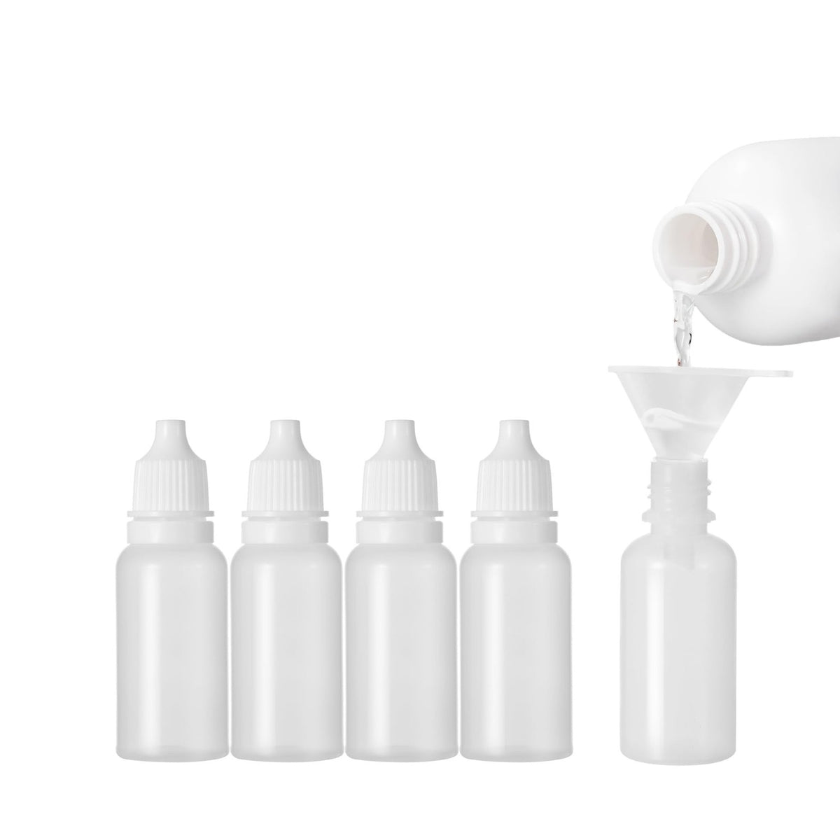 15ml Plastic Dropper Bottles Set with Funnel - Leak-Proof Travel Containers, 6 Pieces