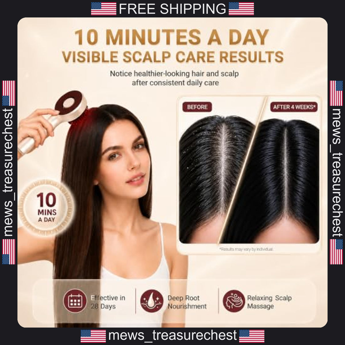 Electric Scalp Massager & Hair Oil Applicator Waterproof 3-in-1