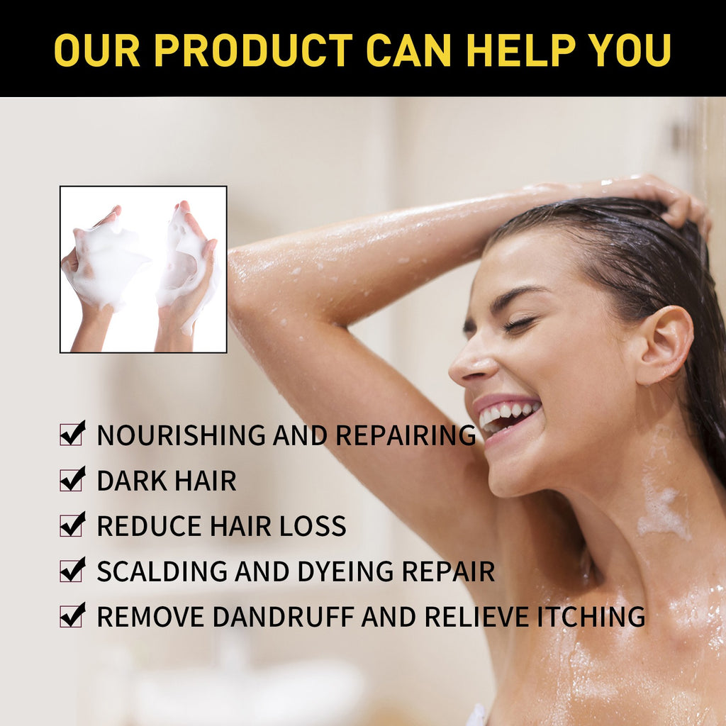 Black Hair Dye Shampoo 3-in-1 Grey Coverage & Hair Care - Luxelamps