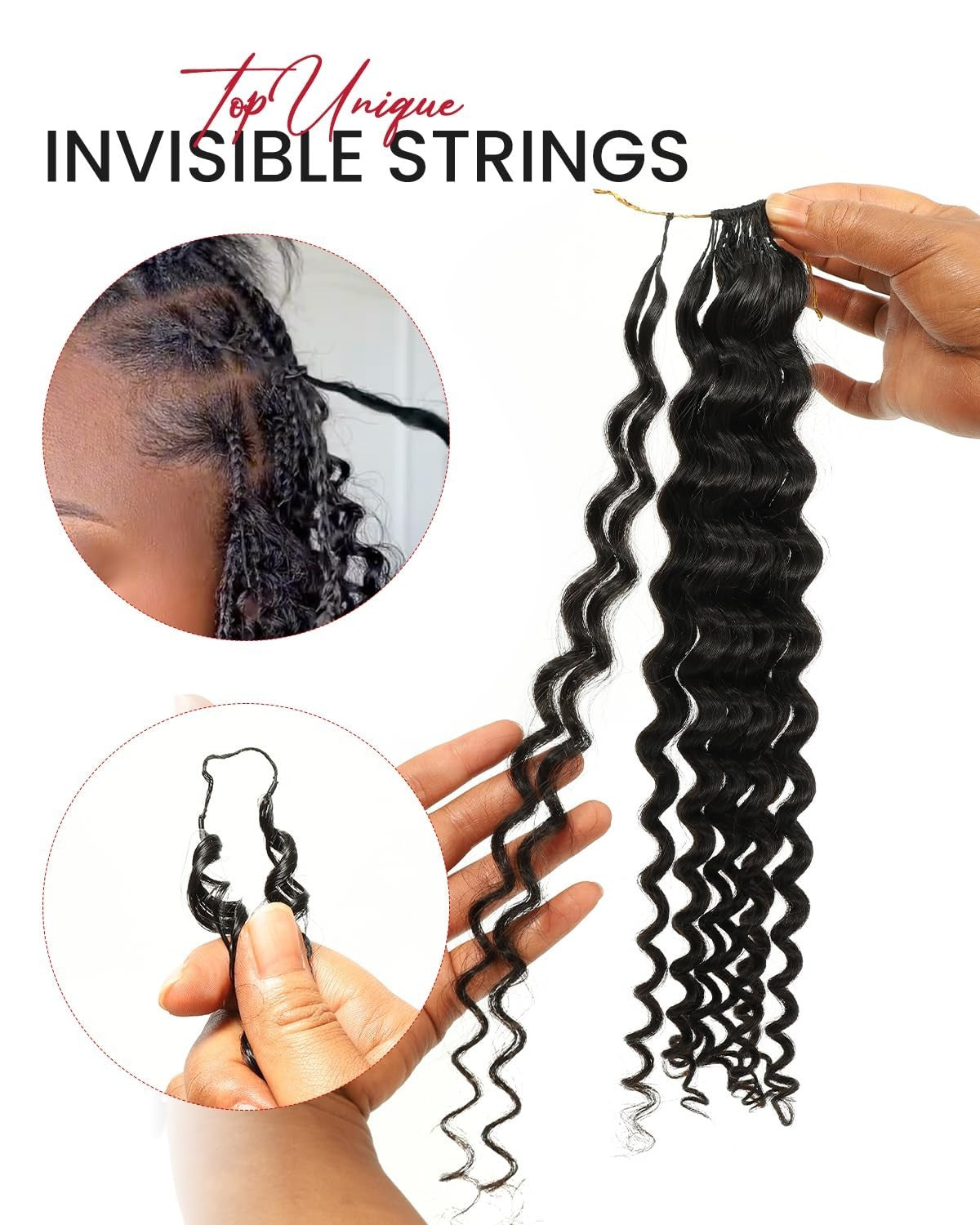 Deep Wave Crochet Hair Extensions 20 Inch Pre-Separated Human Hair - Natural Color