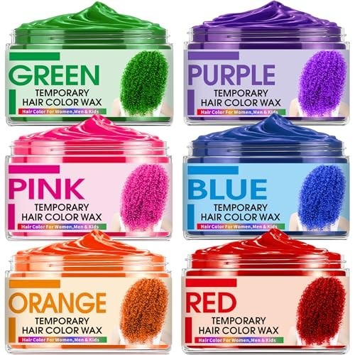 Temporary Hair Color Wax Set - 6 Bold Shades for Kids & Cosplay