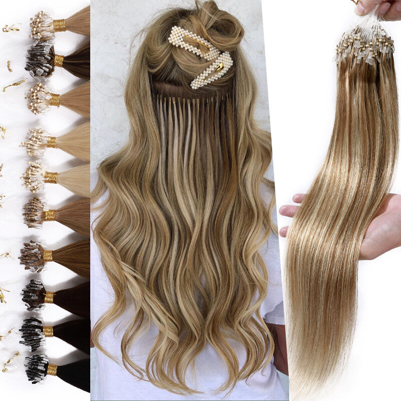 Human Hair Extensions Micro Loop Nano Beads Full Head - Multiple Colors & Lengths
