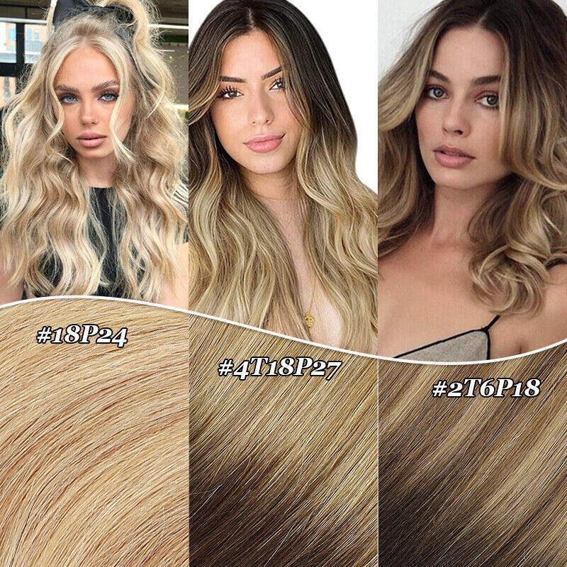 Remy Tape-In Hair Extensions Full Head 24 Inch Straight Human Hair