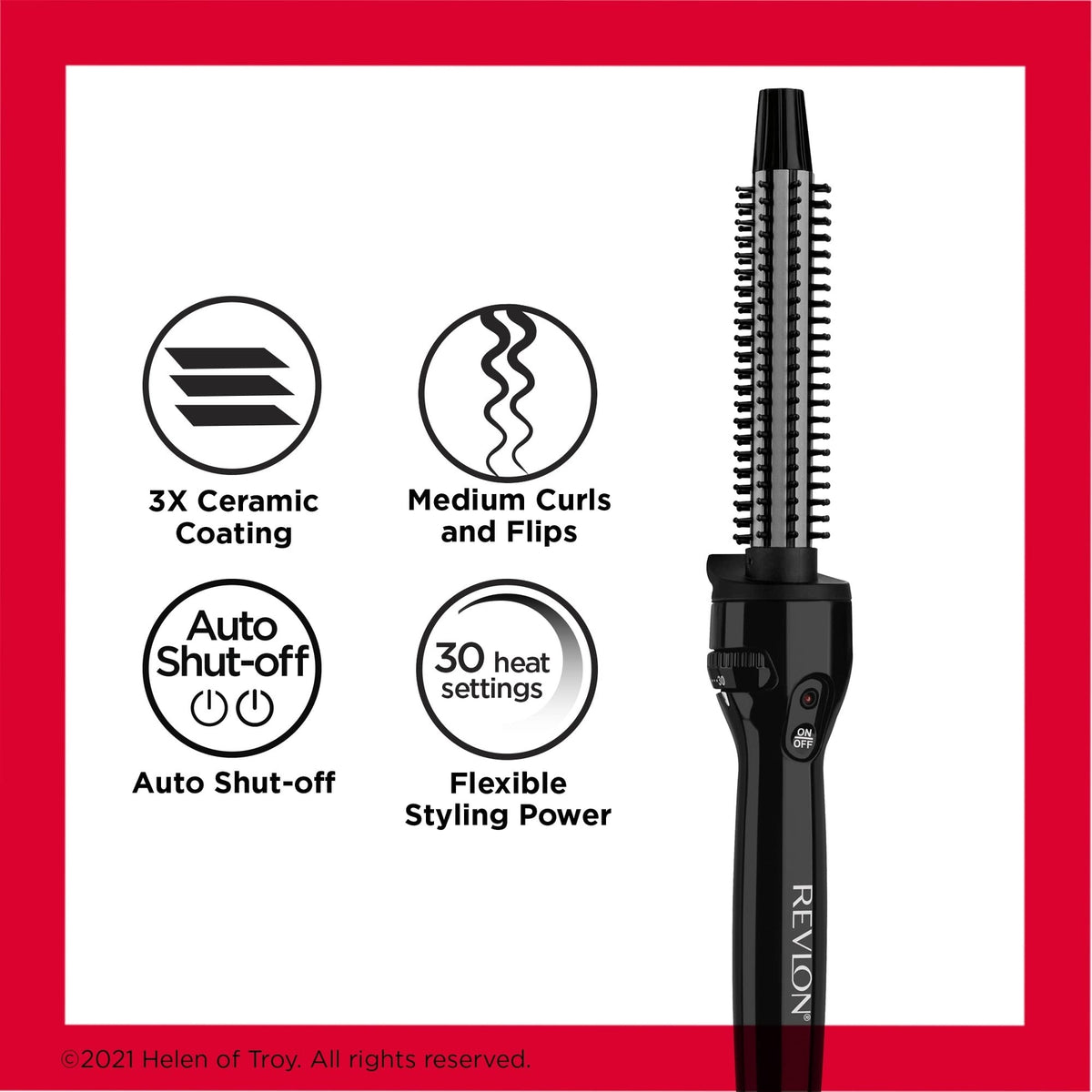 Revlon Triple Ceramic Curling Brush Iron 3/4 Inch for Silky Waves & Hair Styling