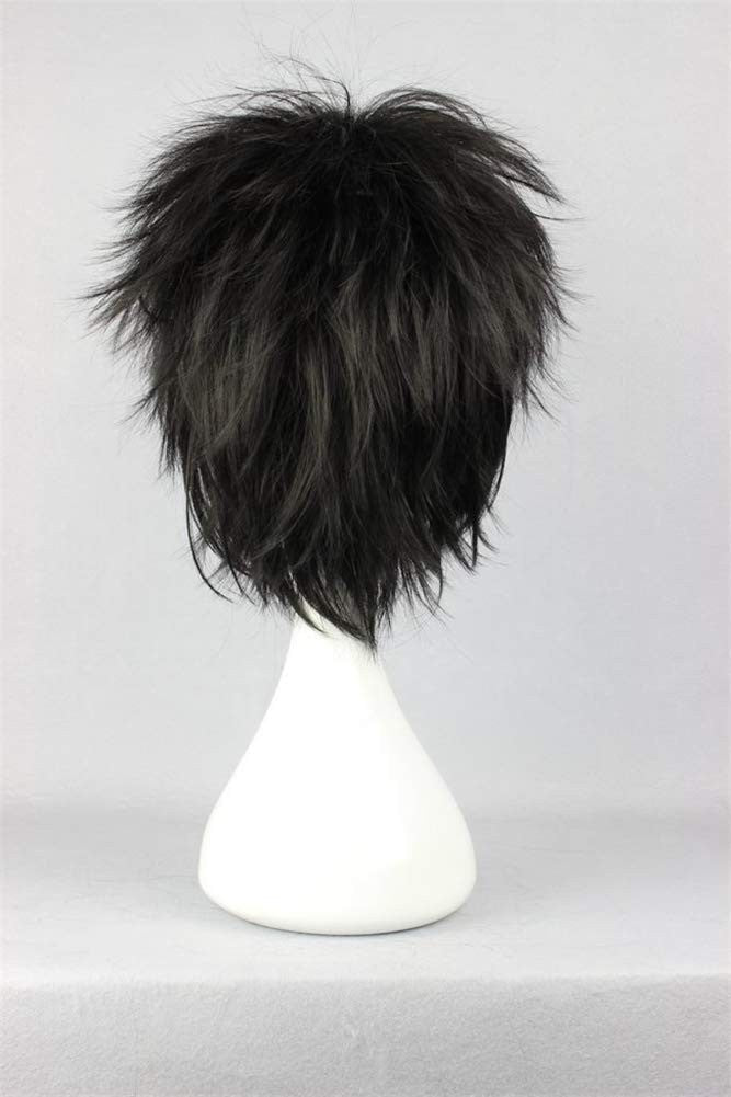 Short Black Spiky Fluffy Heat-Resistant Synthetic Cosplay Wig - Emo Style