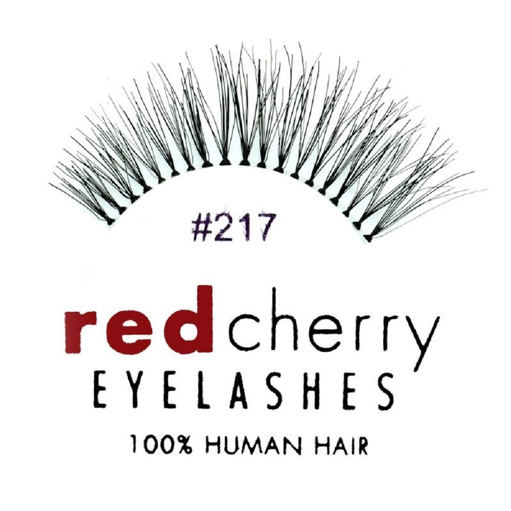 False Eyelashes #217 Full Set - 100% Human Hair, Black, 6 Pairs