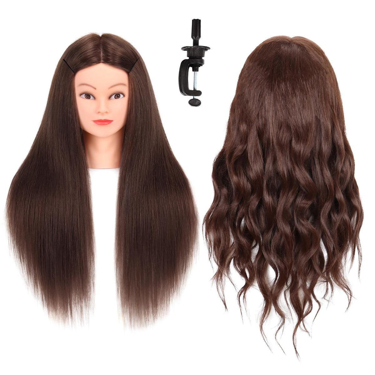 Mannequin Head with Hair 80% Real Human Hair 26-28 Inch for Cosmetology & Styling