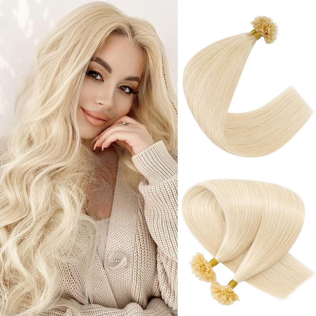 Keratin Bonded Hair Extensions U-Tip Platinum Blonde 26 Inch 100 Strands