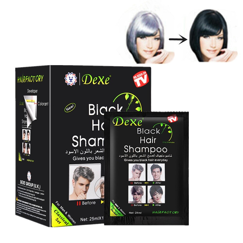 Herbal Hair Dye Shampoo 3 in 1 Black Hair Color & Dandruff Treatment - Pack of 20 Bags