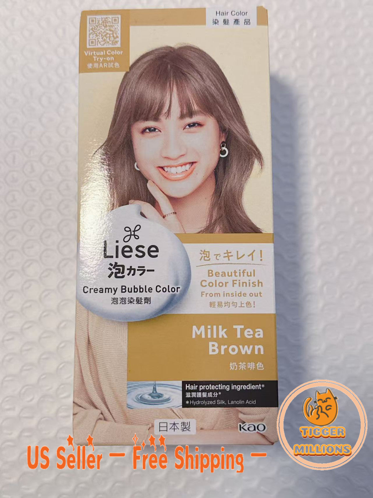 Hair Color Kit Milk Tea Brown Foam Hair Dye with Moisturizing Royal Jelly