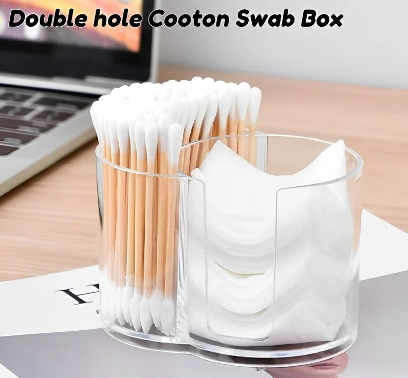 2-in-1 Acrylic Cotton Swab & Pad Storage Box Makeup Organizer Container