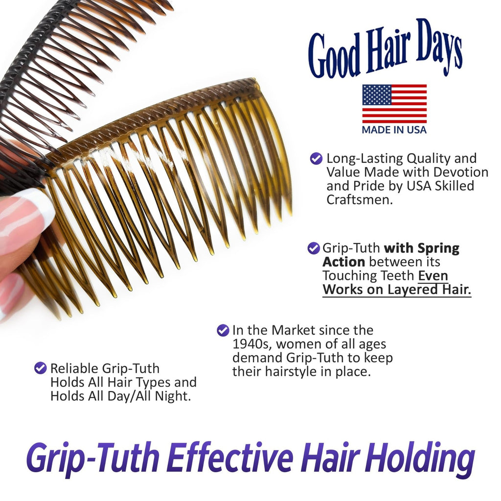 Shorty Hair Comb for Fine Thin Hair - Secure Grip, 3 1/4 Inches, 1 Pack