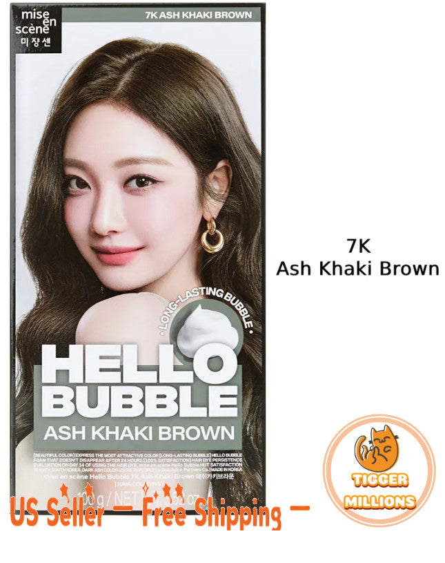 Hair Dye Ash Khaki Brown #7K Bubble Hair Color for Dark Hair