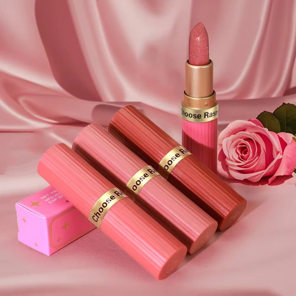 Pearlescent Pink Glitter Velvet Lipstick Waterproof Long Lasting Matte Lip Makeup