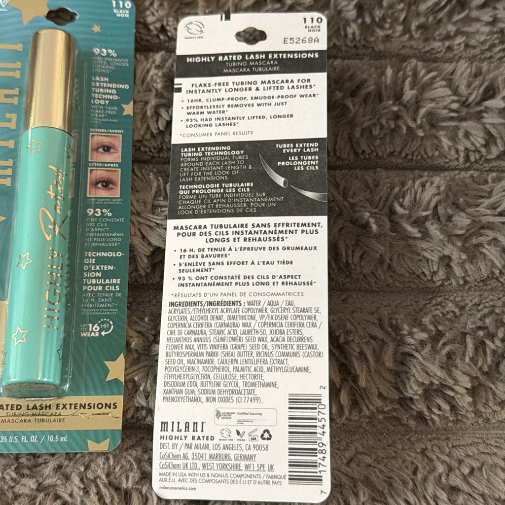 Milani Lash Extensions Tubing Mascara Black 110 – 2 Pack Brand New
