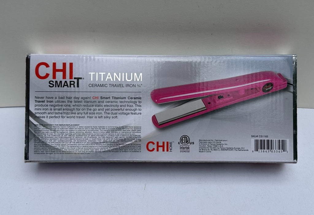 CHI Smart Titanium Ceramic Travel Iron Pink 3/4-Inch Plates CS1183