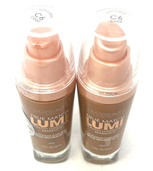 2 Pack L'Oréal True Match Lumi Healthy Luminous Face Makeup C6 Soft Sable 1oz