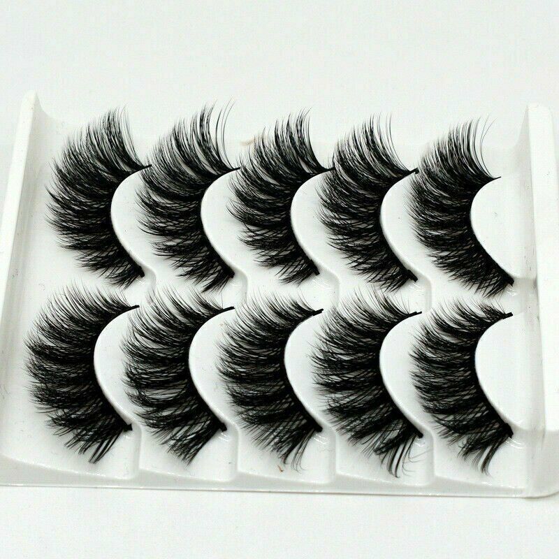 10 Pairs Mink Wispy Cross Long False Eyelashes - Soft & Thick Makeup