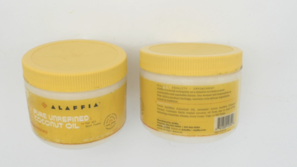 Unrefined Coconut Oil 11oz - 2 Pack Hydrates Skin & Hair, Vegan & Fair Trade