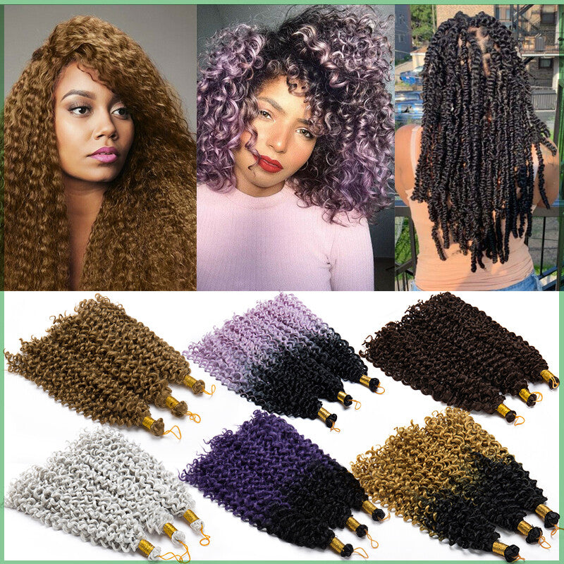 14-Inch Water Wave Crochet Hair Extensions for Black Women - Synthetic Braids
