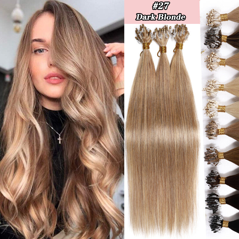 100G Remy Human Hair Extensions Micro Loop Beads Full Head - Multiple Variants