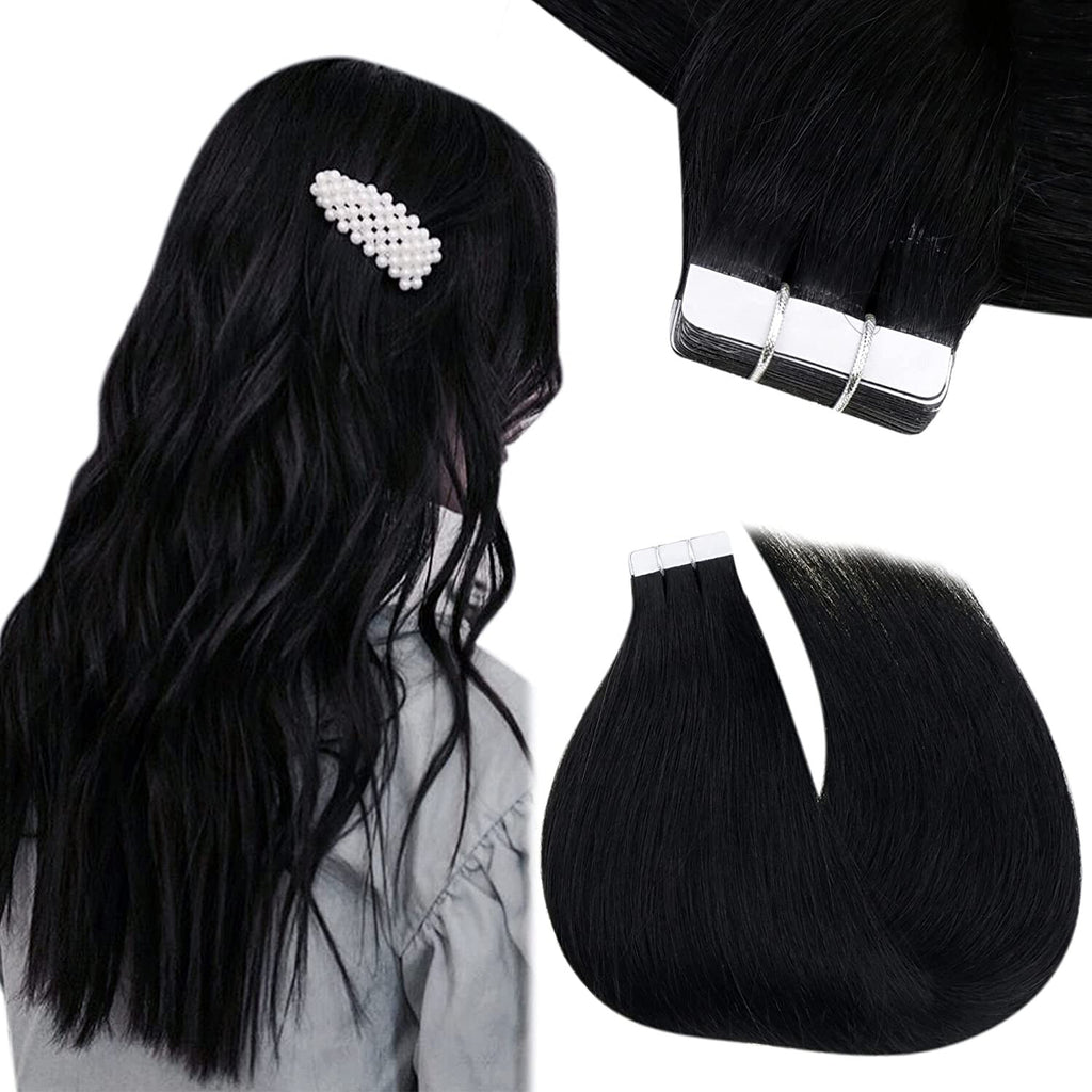 Invisible Tape Hair Extensions - Human Hair Tape-In Wefts, Reusable, Natural Remy Hair