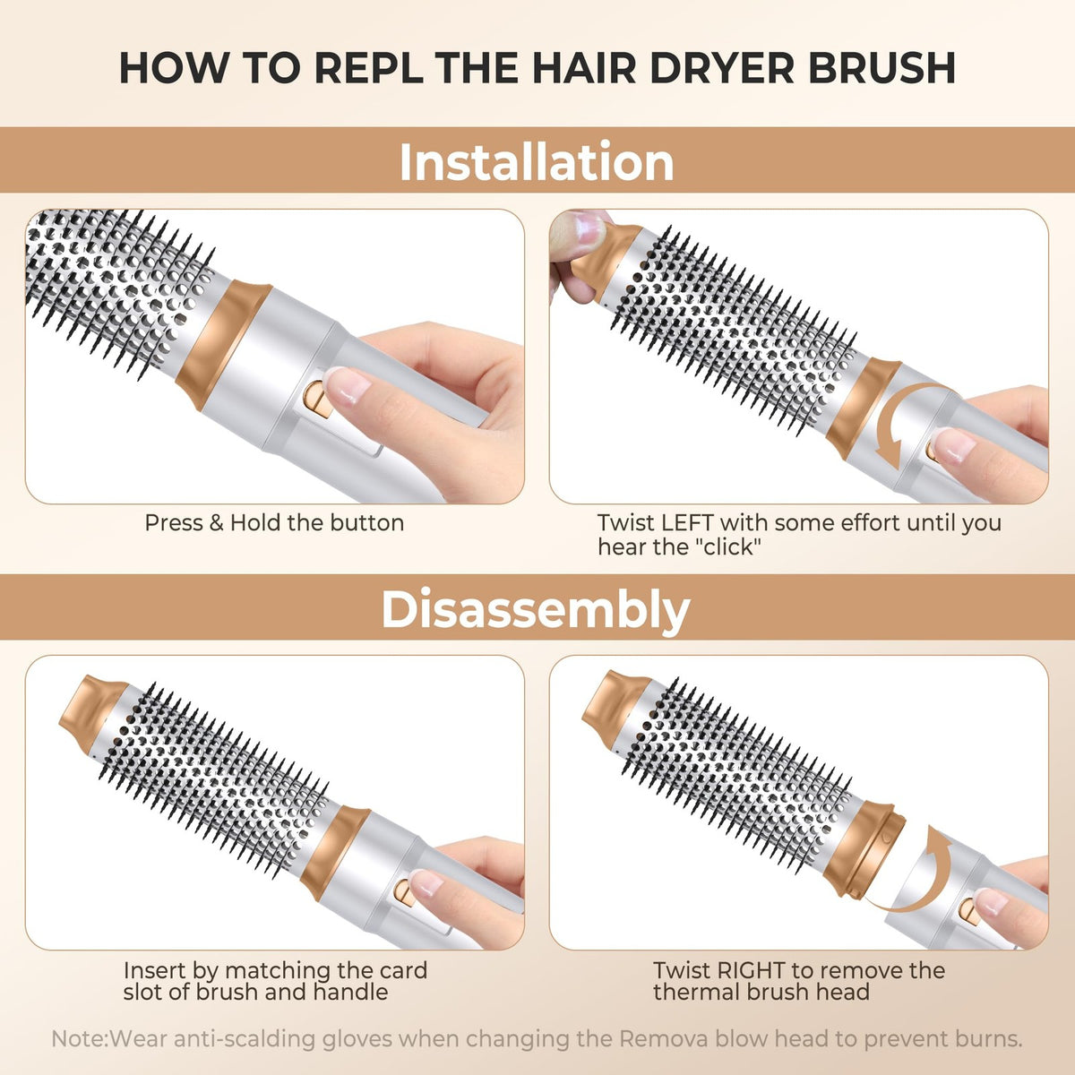 6-in-1 Hair Dryer Brush Curling Wand Set Ionic Air Styling Tools