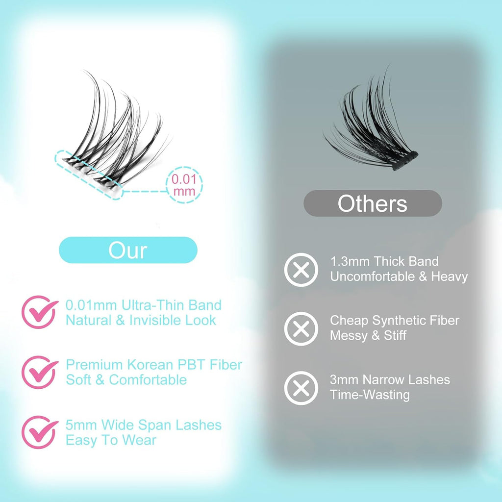 Natural Wispy Lash Clusters for DIY Eyelash Extensions 8-18mm