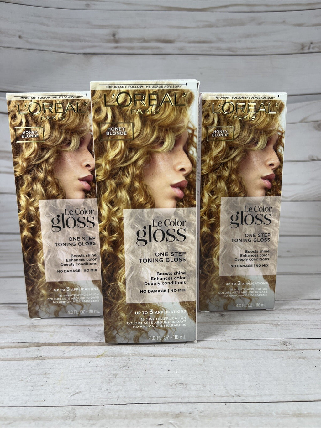 L'Oreal Paris Le Color One Step Toning Gloss Honey Blonde Hair Color Set - 3 Pack