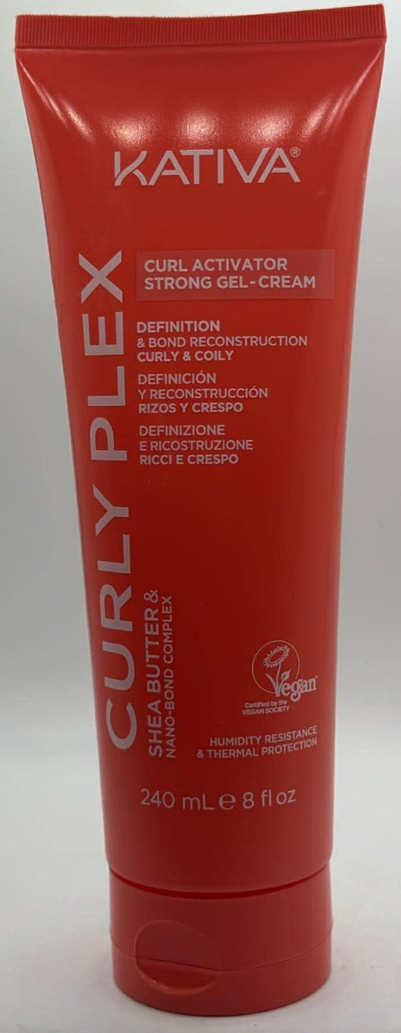 Kativa Strong Curl Activator Gel Cream - Hair Styling Gel with Shea Butter 8 Fl Oz