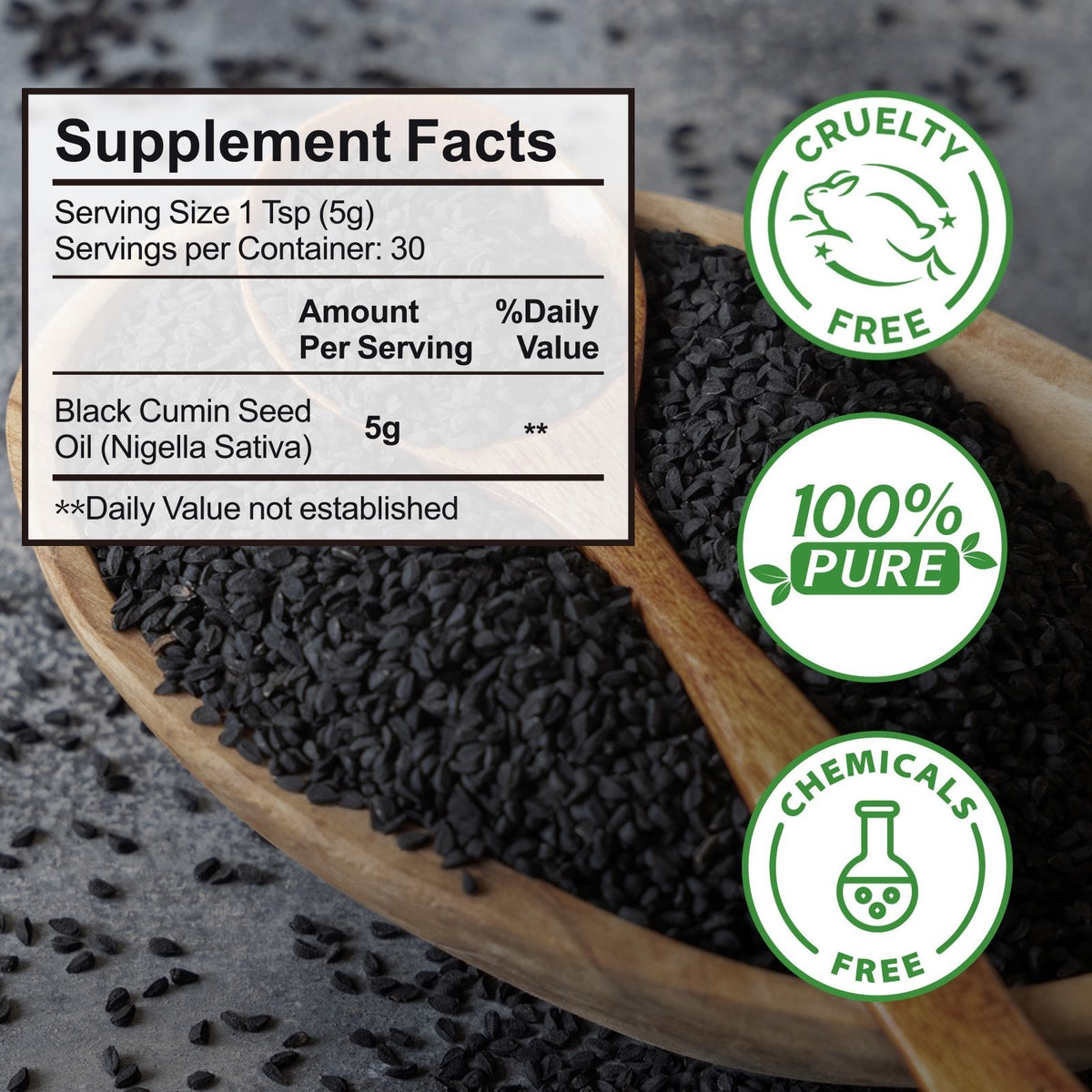 Black Seed Oil for Hair & Skin - Cold Pressed Organic 2 fl oz