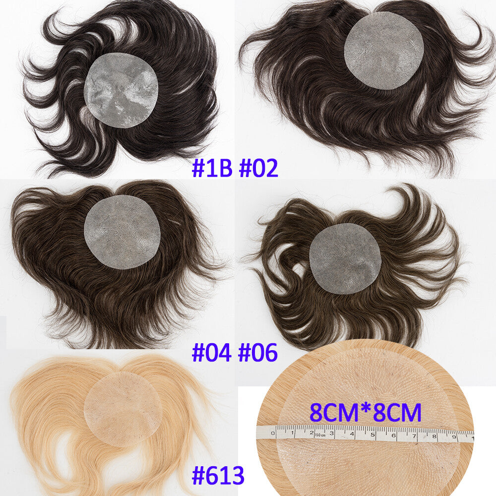 Men's Hair Patch Toupee for Bald Spot Full Skin Base Natural Remy Human Hair