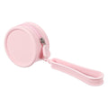 Round Silicone Makeup Bag, Small Pink Toiletry Organizer with Handle